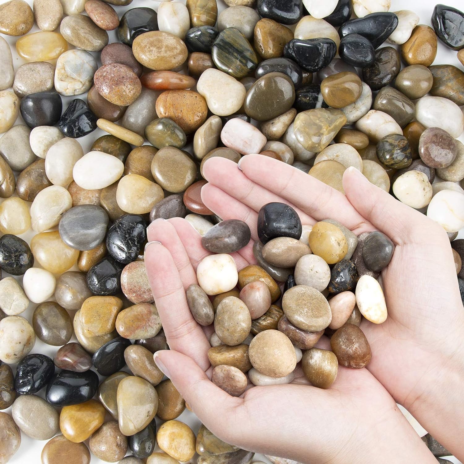 Pebbles Polished Gravel, Natural Polished Mixed Color Stones, Decorative Pebbles -2 Pounds (32-Oz) Pebbles Polished Gravel, Natural Polished Mixed Color Stones, Decorative Pebbles -2 Pounds (32-Oz)